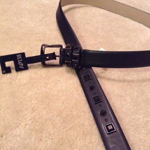 Studded black leather belt