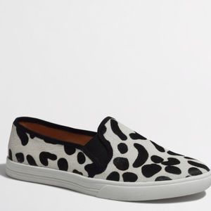 J.Crew calf hair snow leopard slip on sneakers NWT
