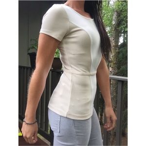 👚Forever 21 Beige and White Structured Top
