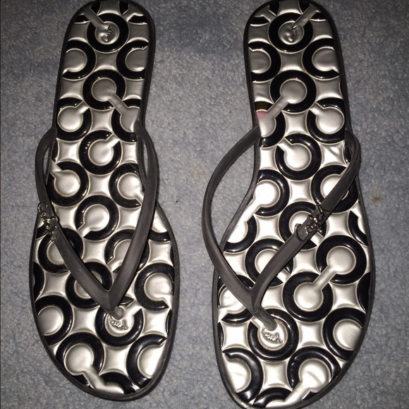 Coach flip flops, 1 inch wedge