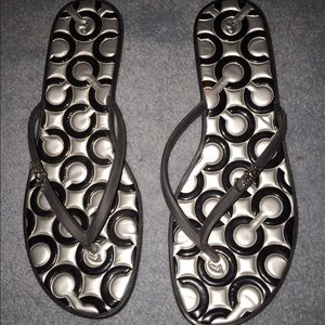Coach flip flops, 1 inch wedge