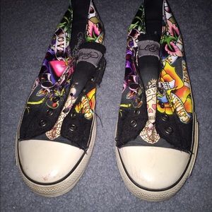 Ed hardy leather slip on sneakers