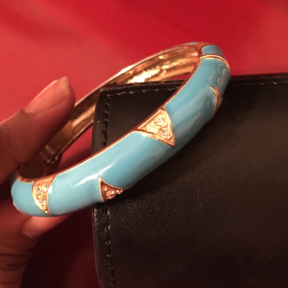 Light blue, gold accented bangle - Picture 1 of 3