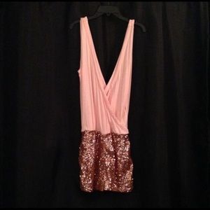 Peach and gold sequins romper