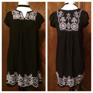 Embroidered black dress