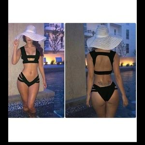Black cheeky Two Piece Black Bandage Bikini