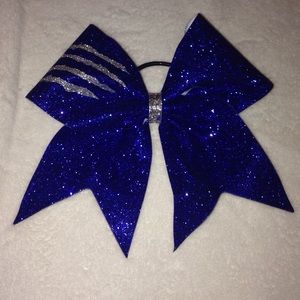 Blue sparkly cheer bow