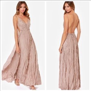 Taupe Crocheted Backless Maxi