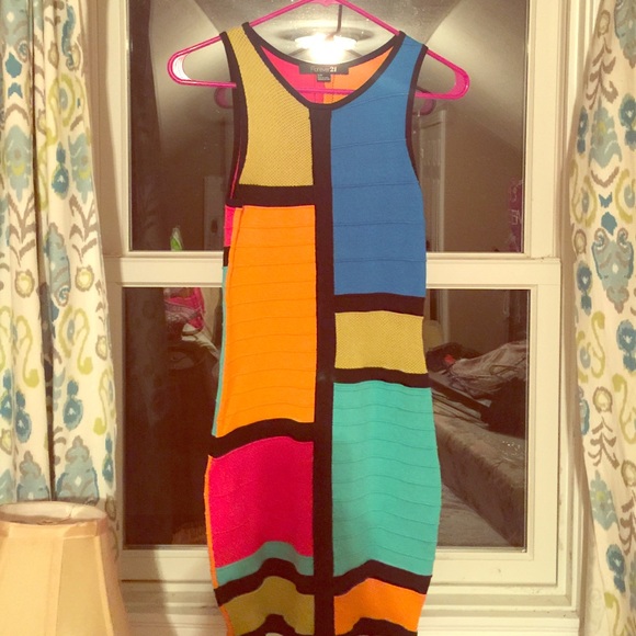 Block multi colored sweater dress