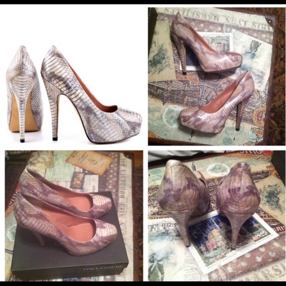 Vince Camuto platform korsi snake skin silver heel - Picture 3 of 4