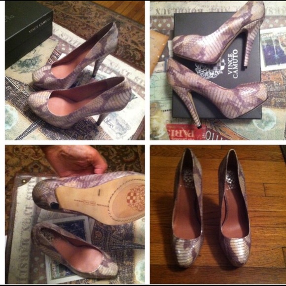 Vince Camuto platform korsi snake skin silver heel - Picture 4 of 4