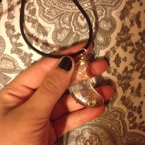 Wire wrapped moon pendant necklace