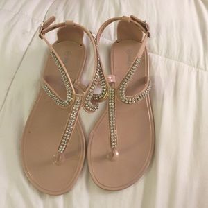 Sparkly nude sandals