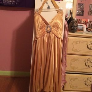 Yellow satin dress