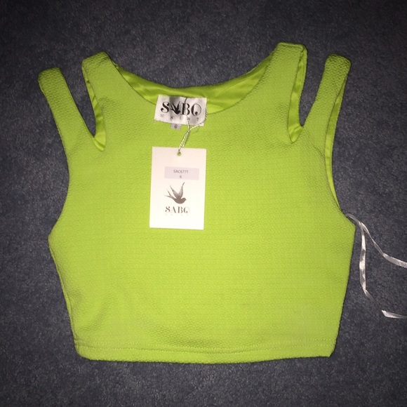 Neon green cut out crop top NEW
