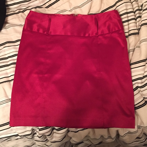Red satin skirt