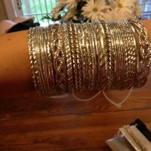 Boho silver bangles