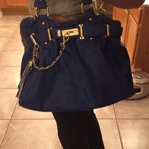 A blue handbag