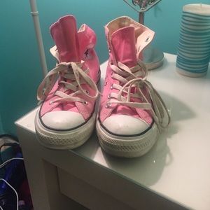 Pink high top converse