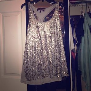 Gray Sequin Top ~~ Size Large