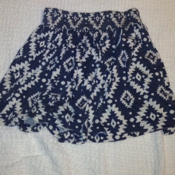 Blue and white tribal print skirt