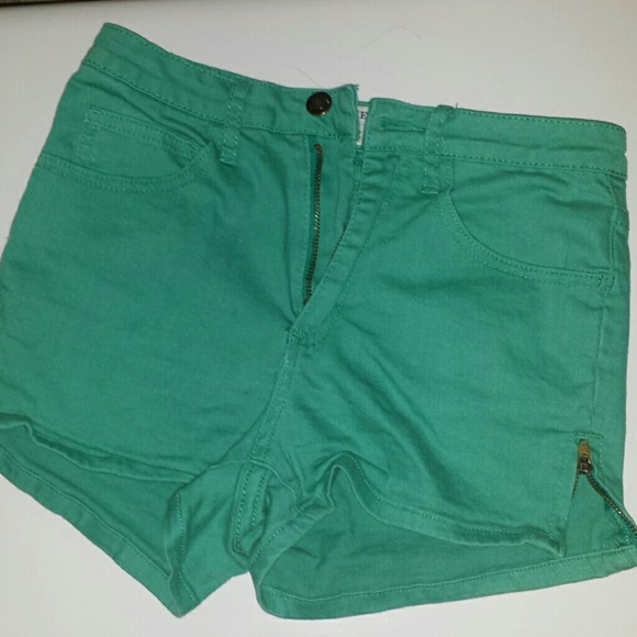 Green denim shorts