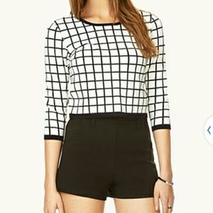 F21 Retro Grid Cropped Sweater