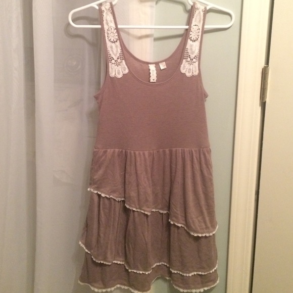 tan/lace anthropologie dress