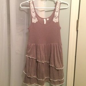 tan/lace anthropologie dress