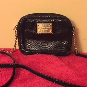 Michael Kors black Python jetset purse