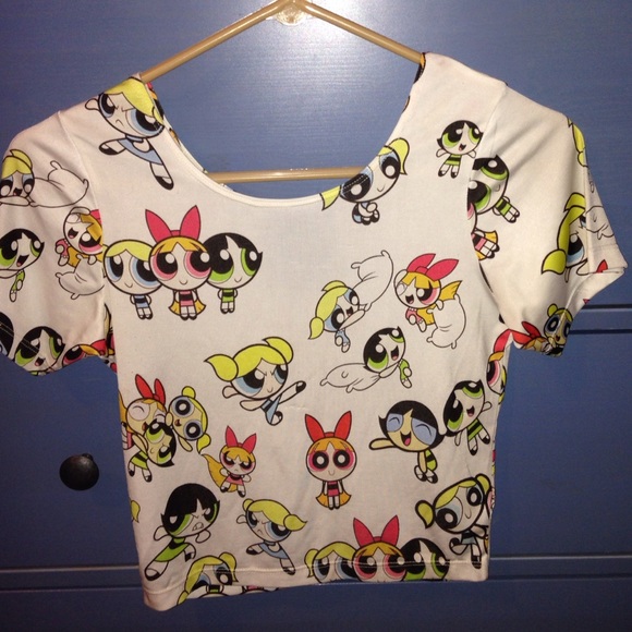 Omighty power puff girls rainbow crop top