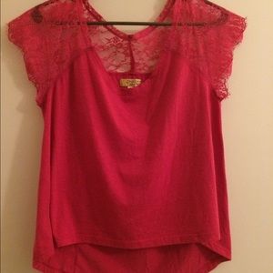 Nice pink and lacy cropped style shirt