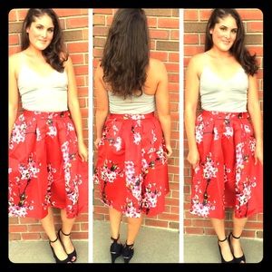 Red vintage midi skirt
