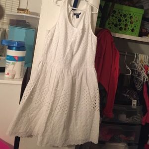 OldNavy size8 white eyelet fitnflare summer dress