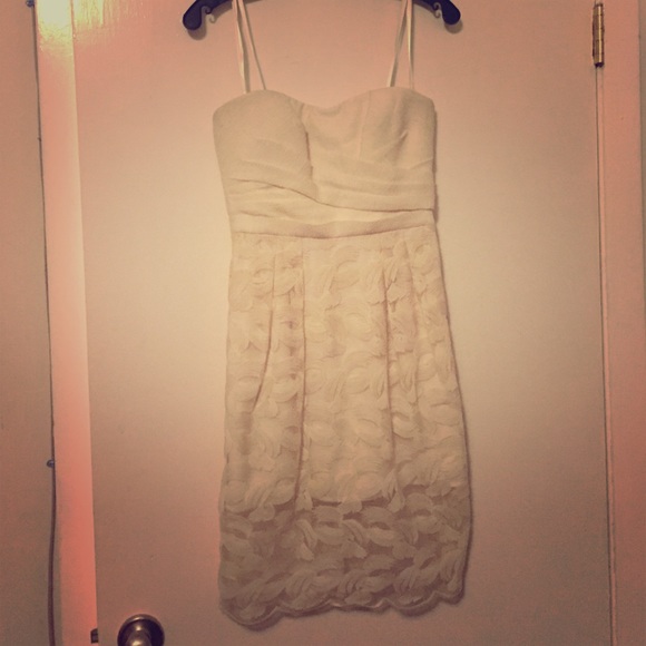 Strapless cream dress