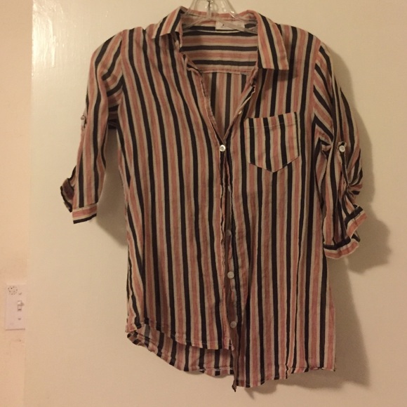 Light striped button down top