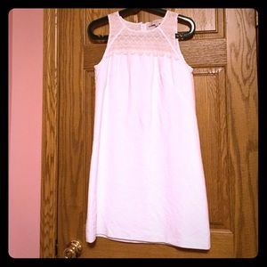 Loft scallop white shift dress
