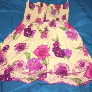 Forever21 size M yellow/pink floral print tube top