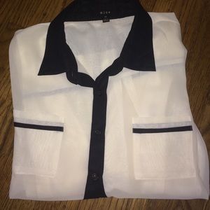 sheer black/white button down