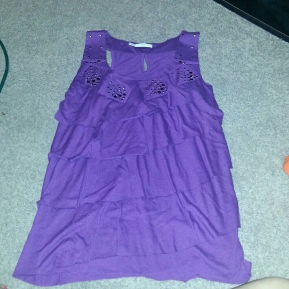 Maurices Ruffle purple studded tank top