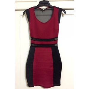 Charlotte Russe Burgundy / Black Sheer Club Dress