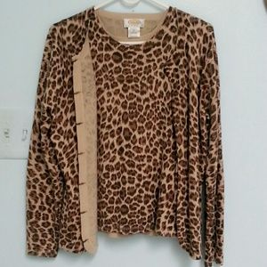 Talbots Leopard Cashmere Cardigan & Top