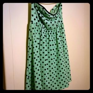 Polka dot strapless dress