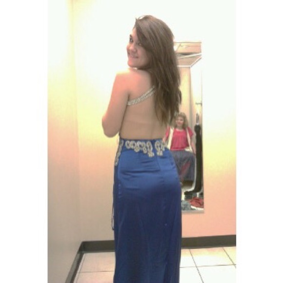 Long Royal Blue Prom Dress - Picture 2 of 3