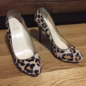 Ivanka Trump leopard print faux fur high heel