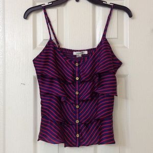 Striped top with gold buttons