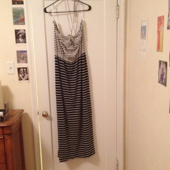 Striped bandeau tube dress