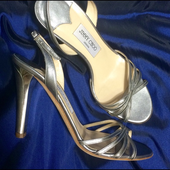 🚫SOLD🚫JIMMY CHOO SILVER STRAPPY HEELS