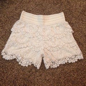Cream Lace Shorts