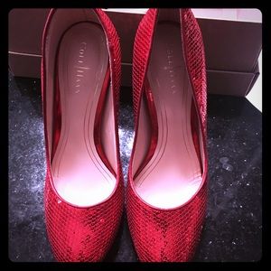 Cole Haan Chelsea Tango Red Sequin High Pump